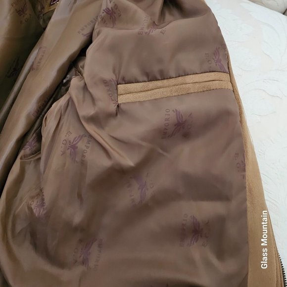 SOLD - Emporio Collection Vintage Men's XL Lined Suede Jacket with Zip Closure - Picture 5 of 14